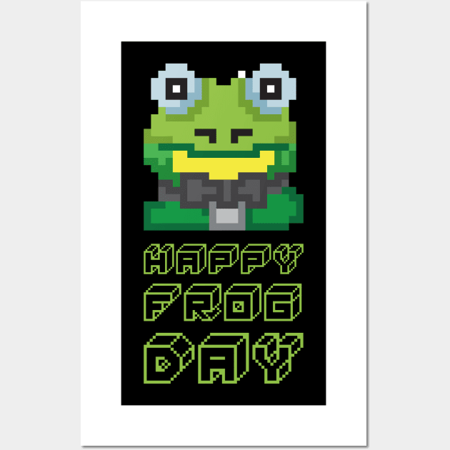 Happy Frog Day Pixel Game Gift Wall Art by melostore